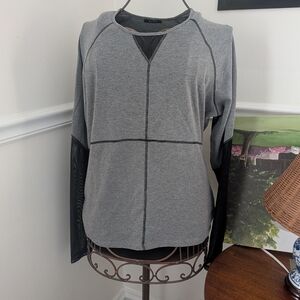Avon Gray and Black Athletic Women's Top Medium